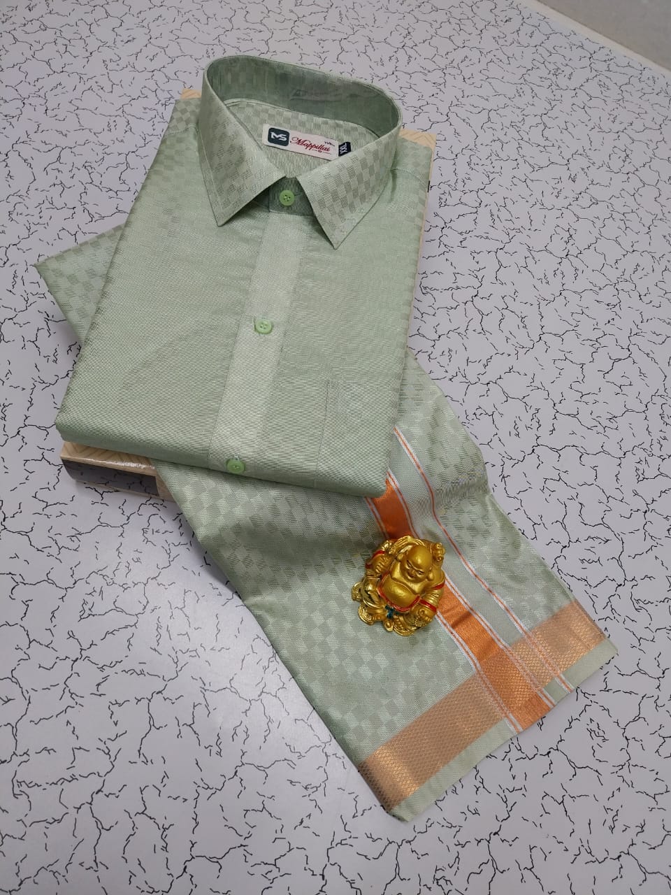 Classic Embossed Fabric Father & Son Matching Dhoti Shirt Outfit