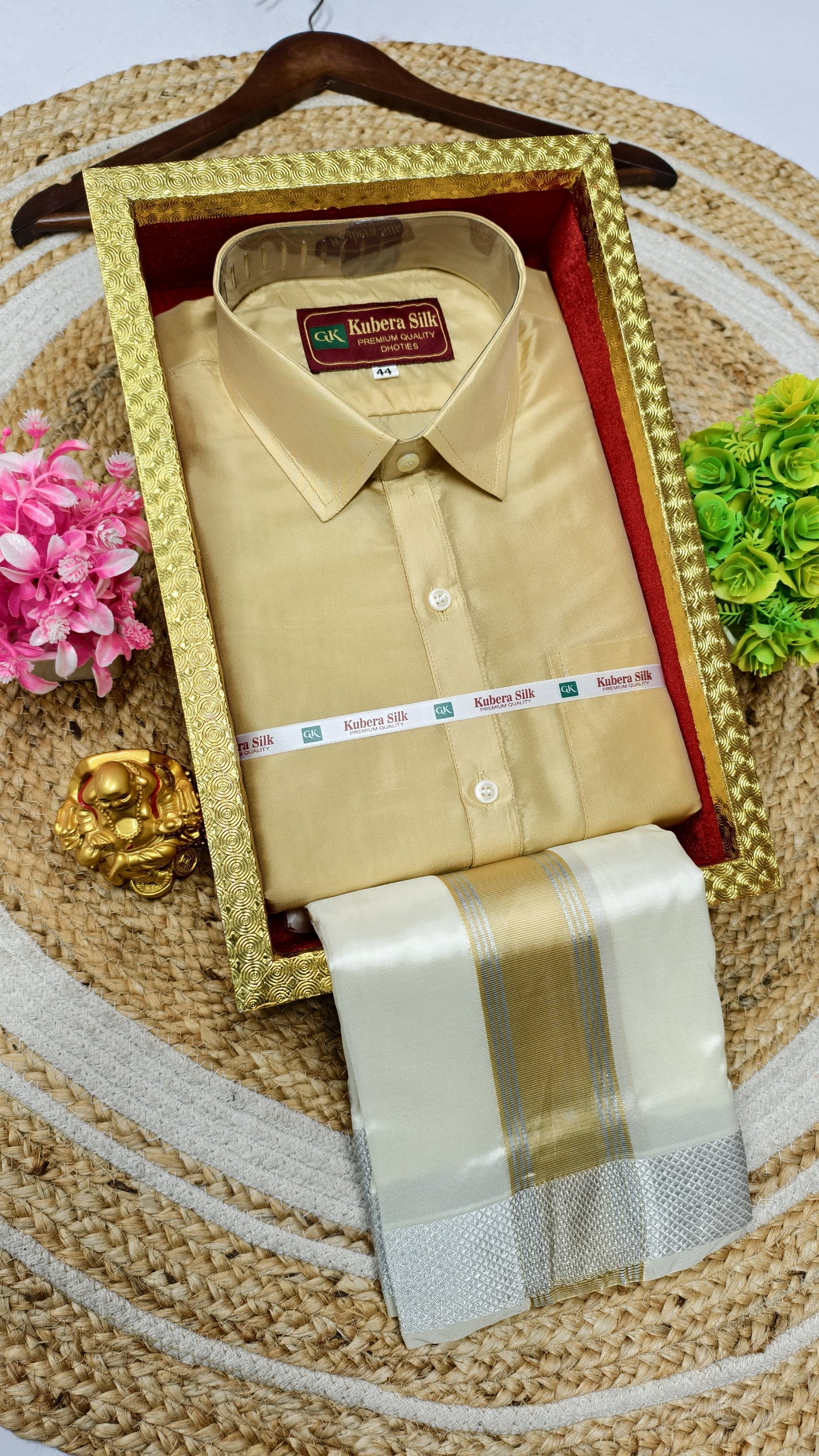Father & Son Ethnic Weaves Dhoti Shirt Matching Duo