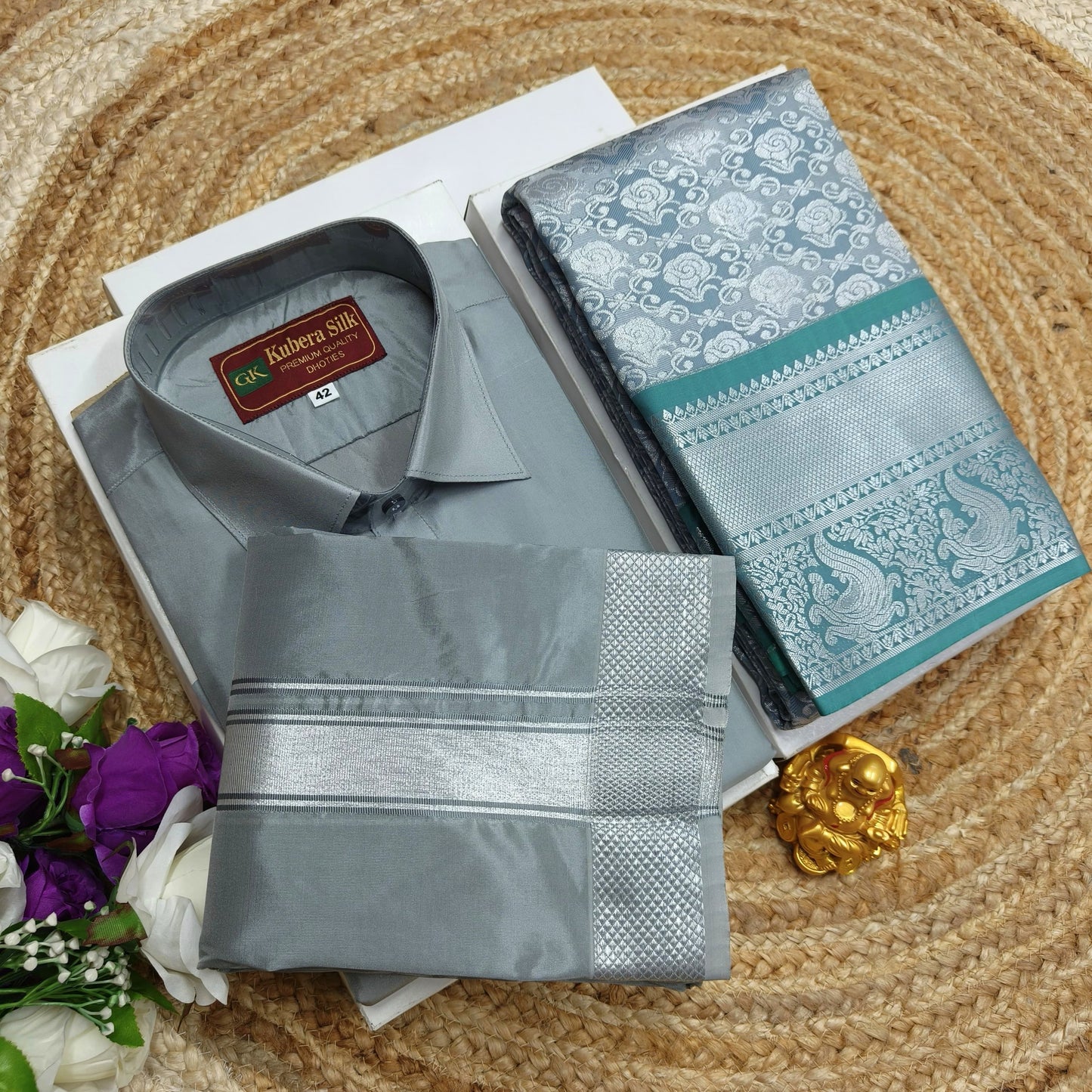 Handpicked Couplewear – Saree & Dhoti Shirt - CoupleWeaves