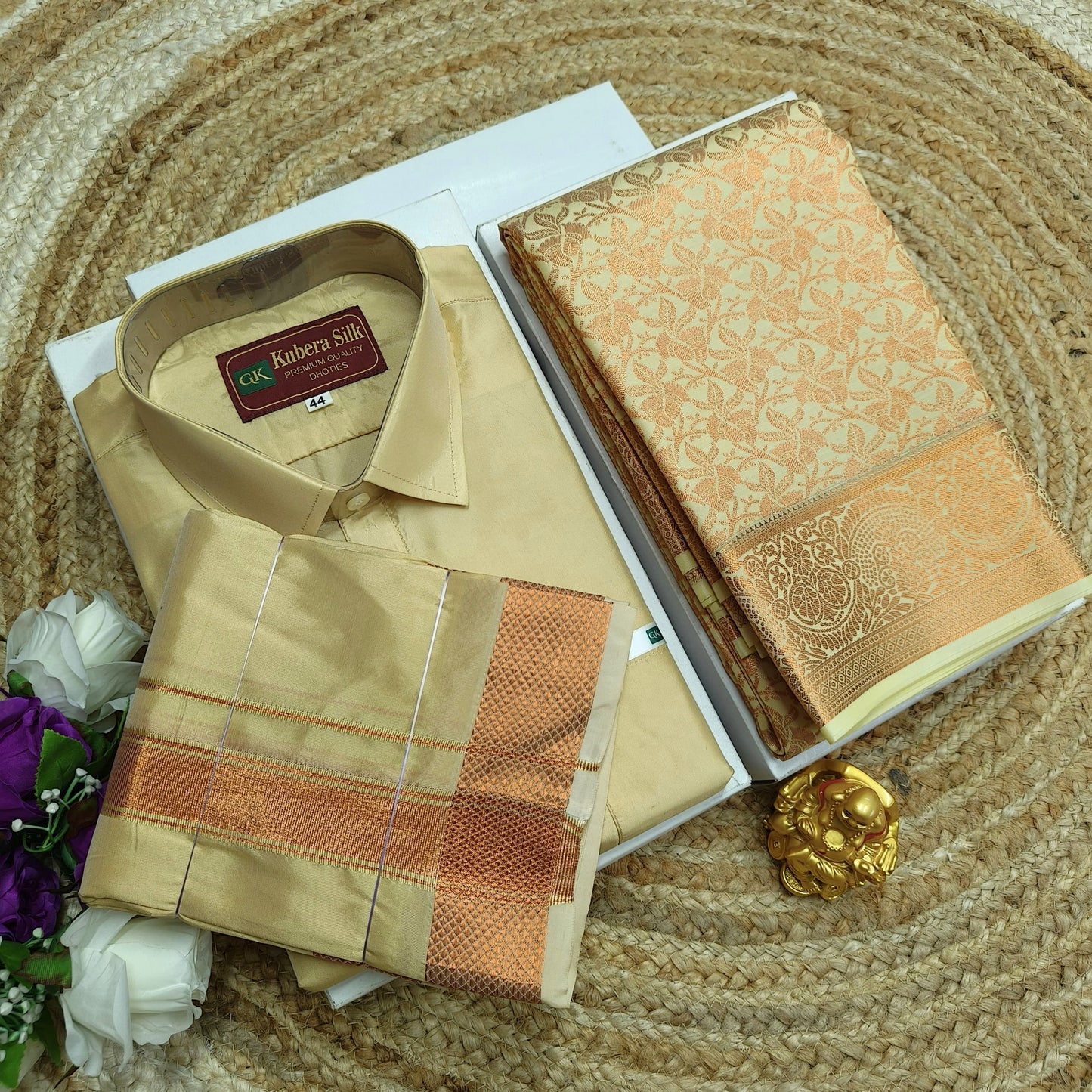 Premium Couple Set – Bridal Saree & Shirt - CoupleWeaves