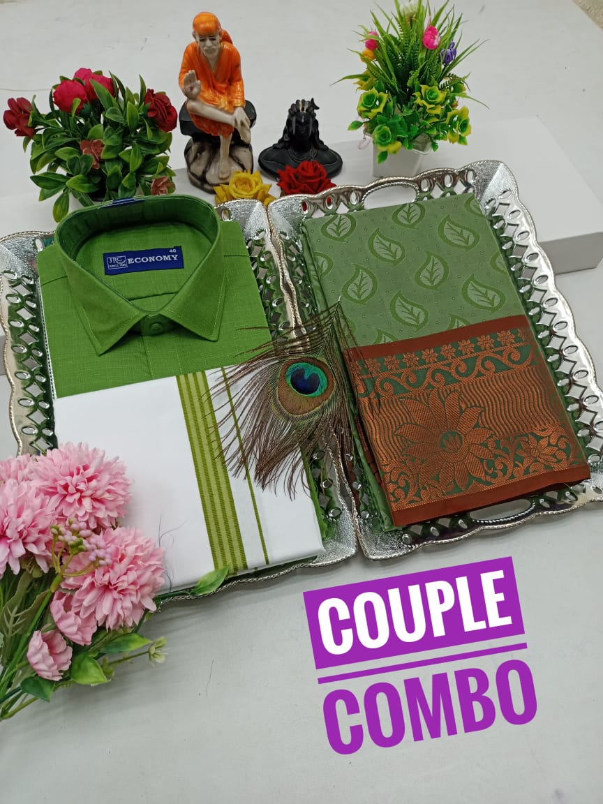 Saree and Cotton Blend Couple Combo for Special Days - CoupleWeaves