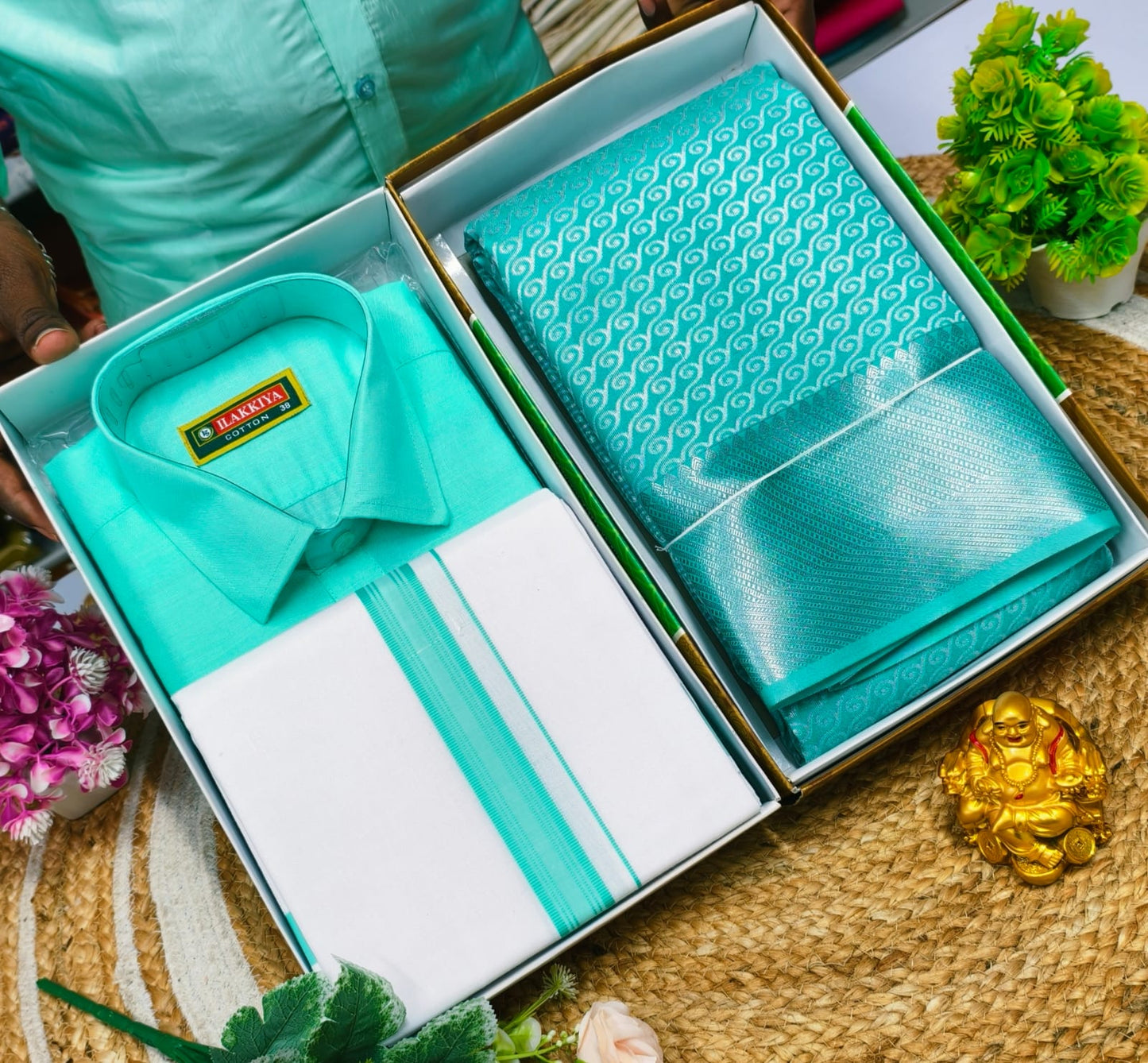 Saree & Blended Cotton Shirt Combo for Couples - CoupleWeaves