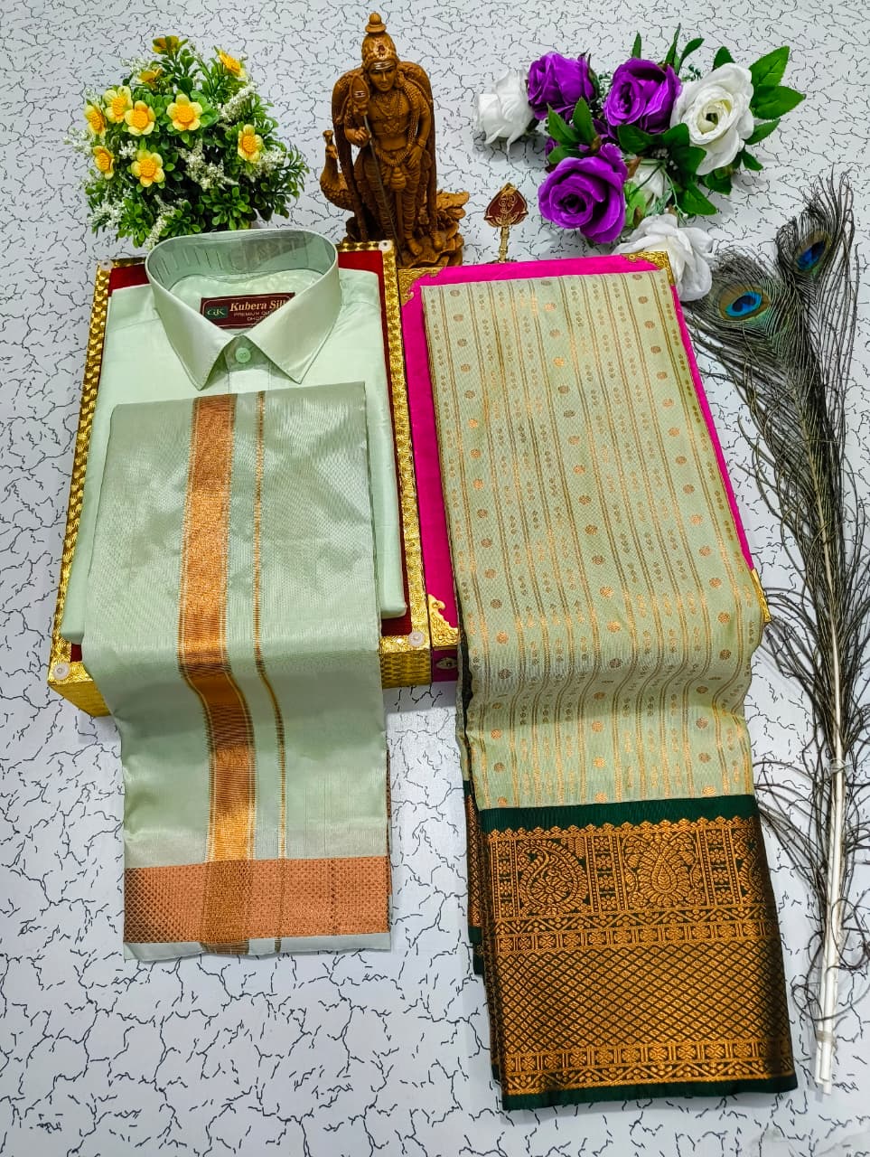 Saree & Dhoti Shirt Couple Combo