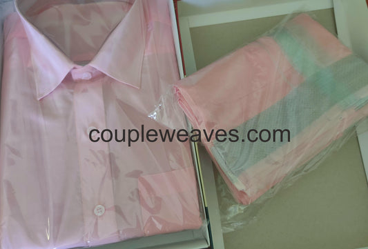 Couple Set – Zari Saree and Men’s Silk Combo temp dhoti