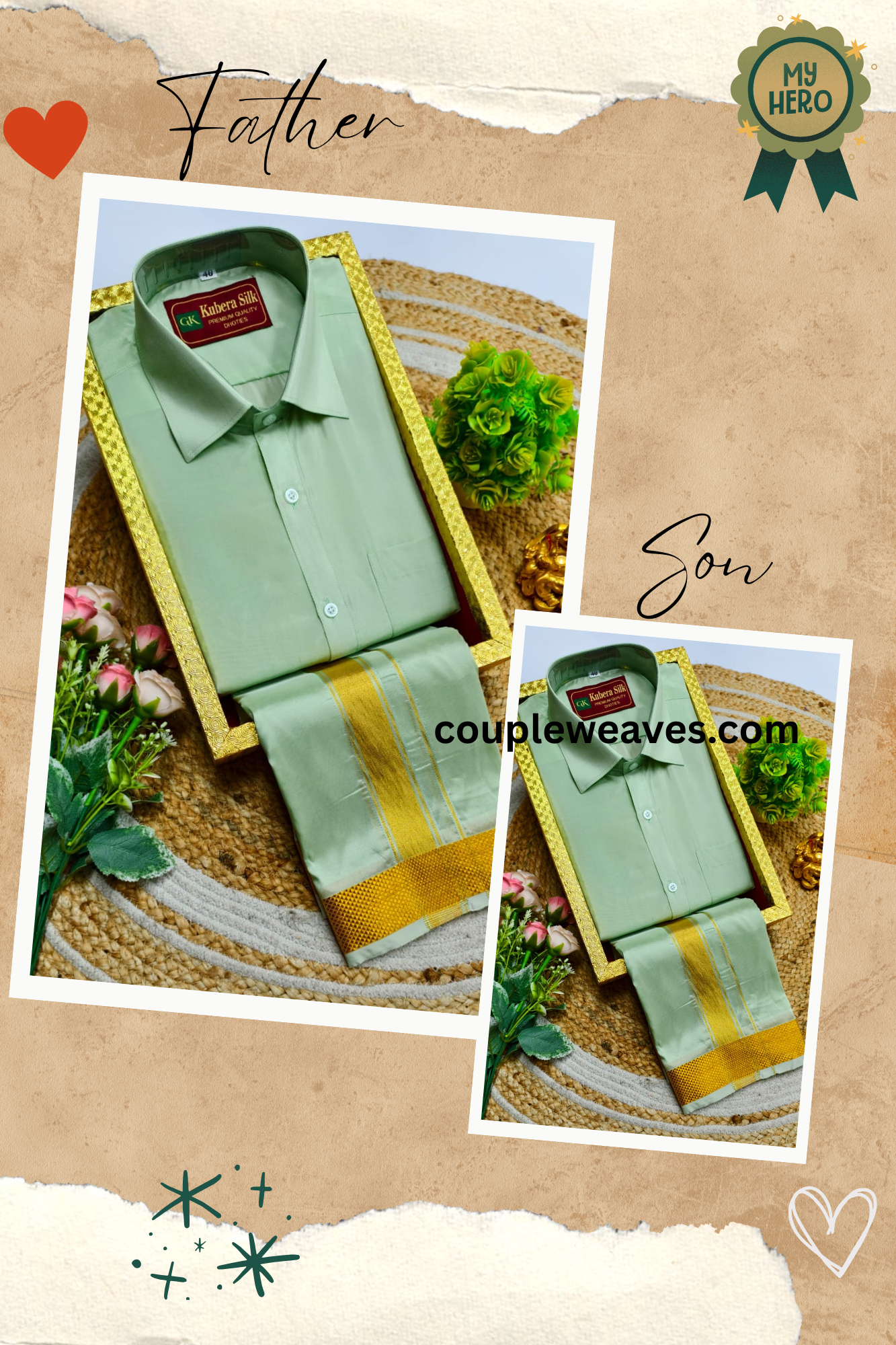 Elegant Occasion Father & Son Matching Dhoti Shirt Set