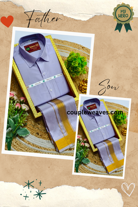 Temple Wear Father & Son Traditional Dhoti Shirt Set