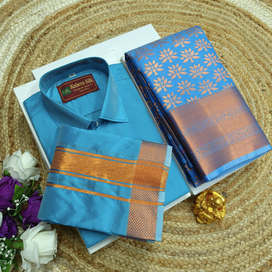 Bridal Saree and Dhoti Shirt Set for Couples - CoupleWeaves