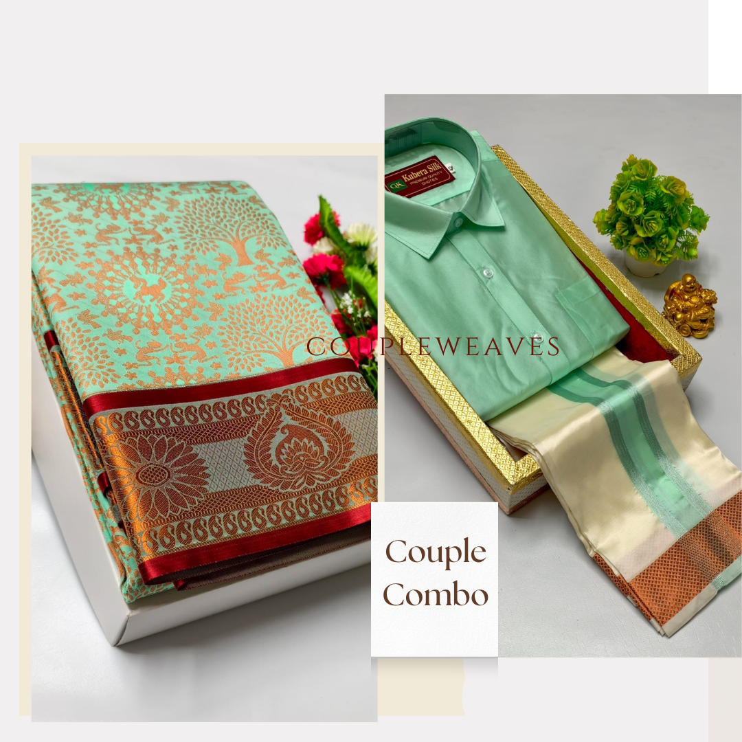 Couple Combo – Semi Silk Saree & Dhoti Shirt