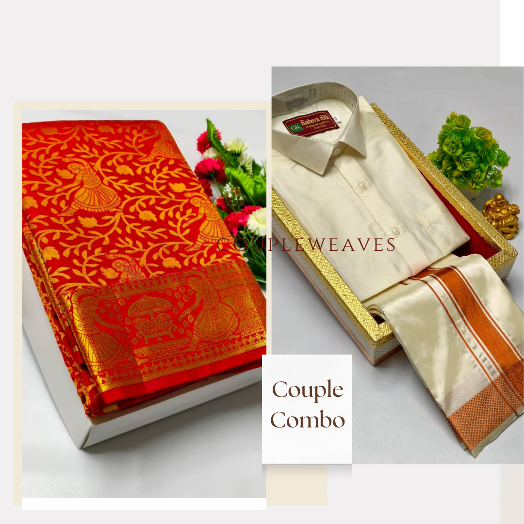 Lustrous Timeless Pair Semi Silk Couple Combo
