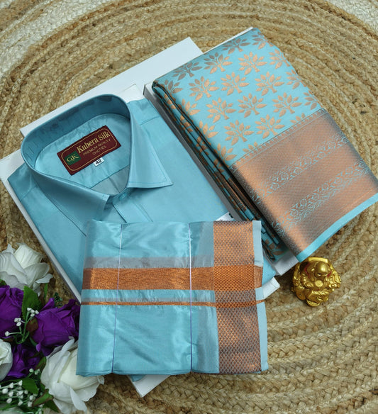Elegant Couple Combo – Saree and Men’s Set - CoupleWeaves