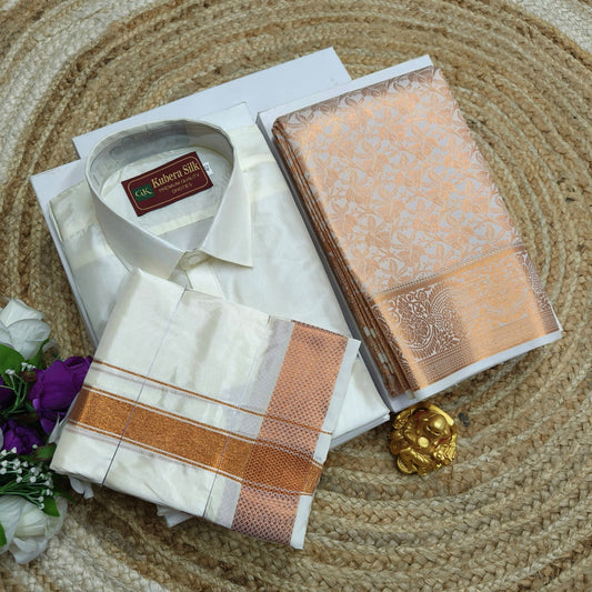 Ethnic Couple Wear – Saree & Dhoti Shirt - CoupleWeaves