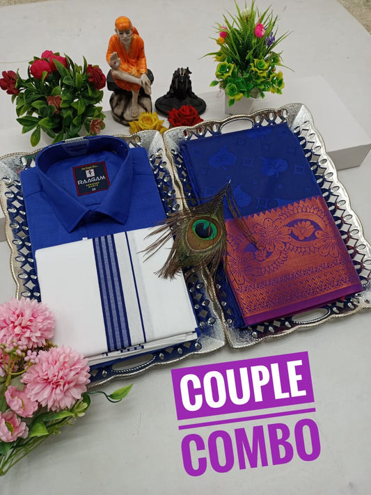 Everyday Ethnic Combo – Saree & Cotton Blend Couple Set - CoupleWeaves