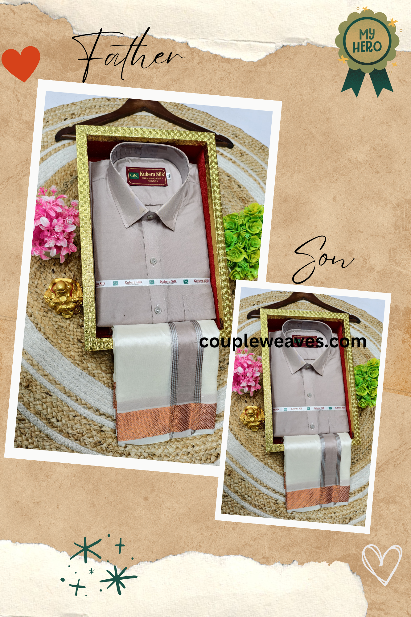 Father & Son Classic Dhoti Shirt Weave Set