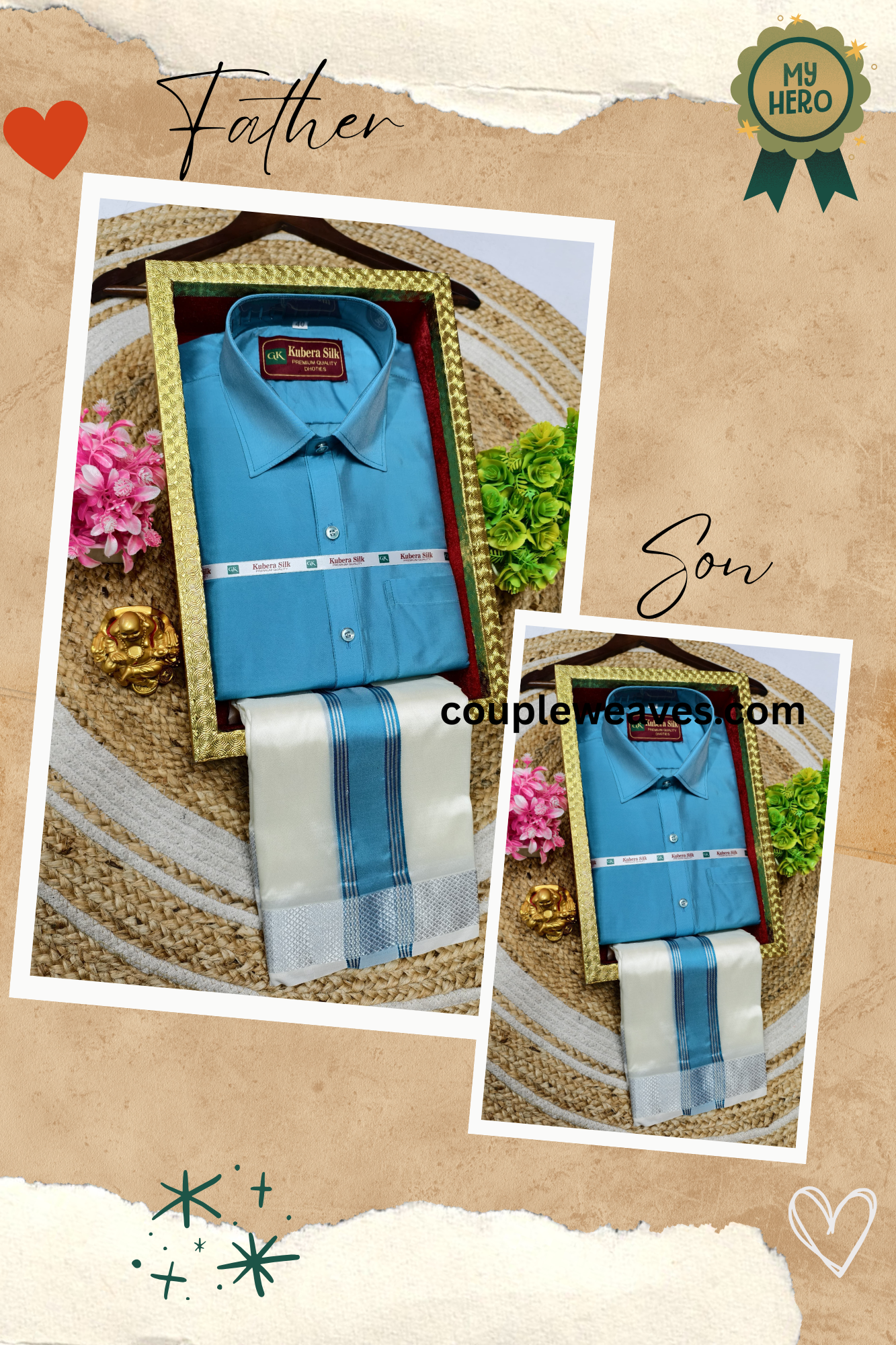 Elegant Father & Son Dhoti Shirt Weaves Set