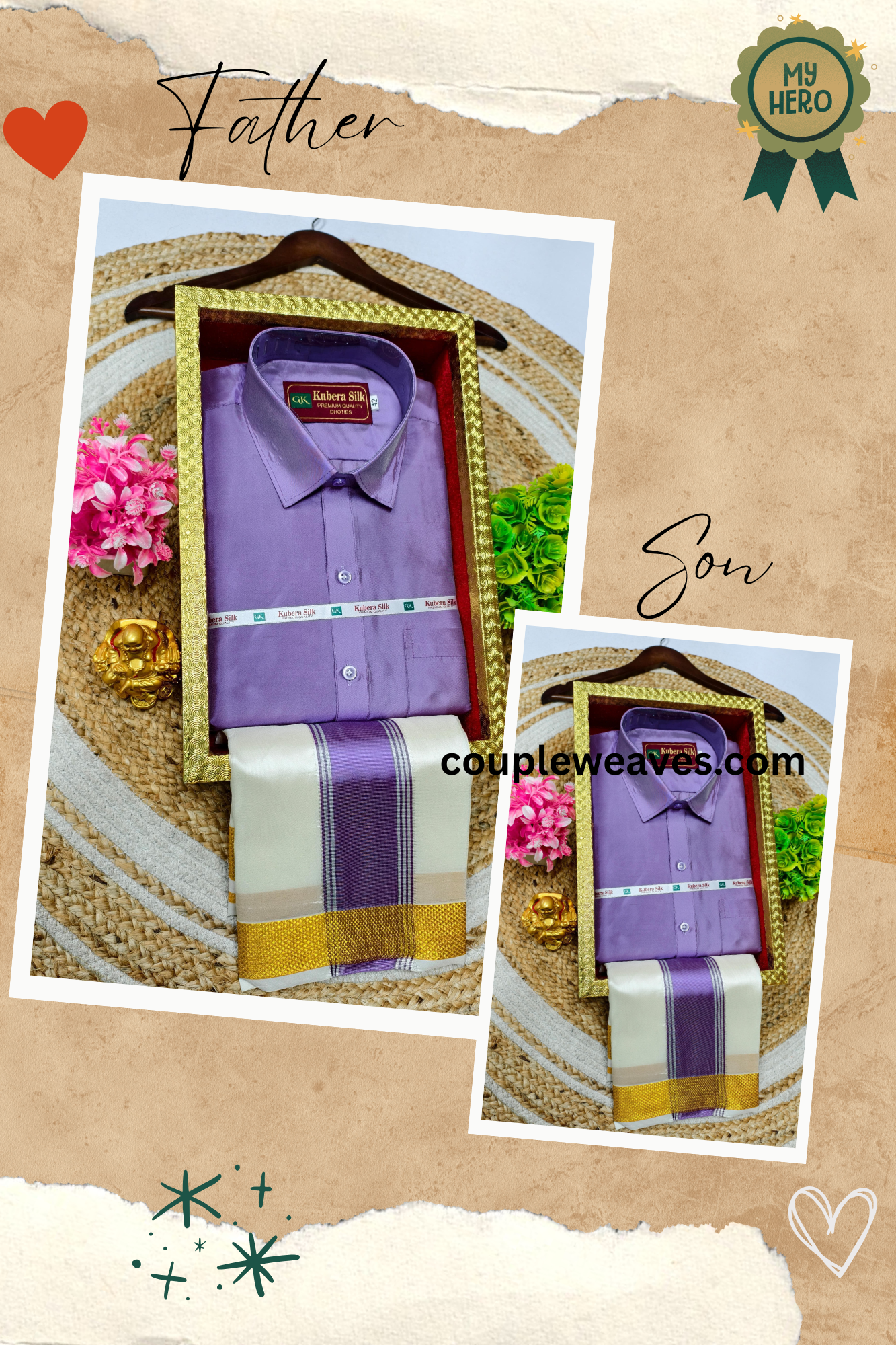 Elegant Weaves – Father Son Matching Dhoti Shirt Set