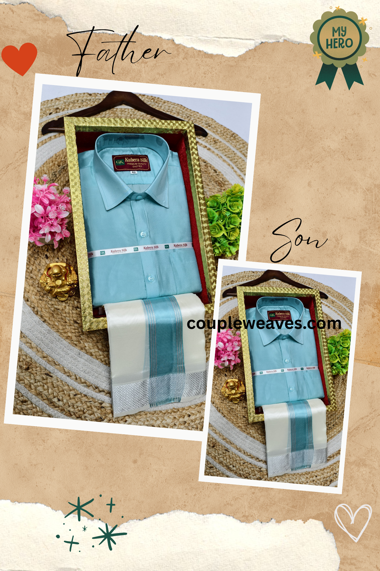 Father & Son Exclusive Weaves Dhoti Shirt Combo