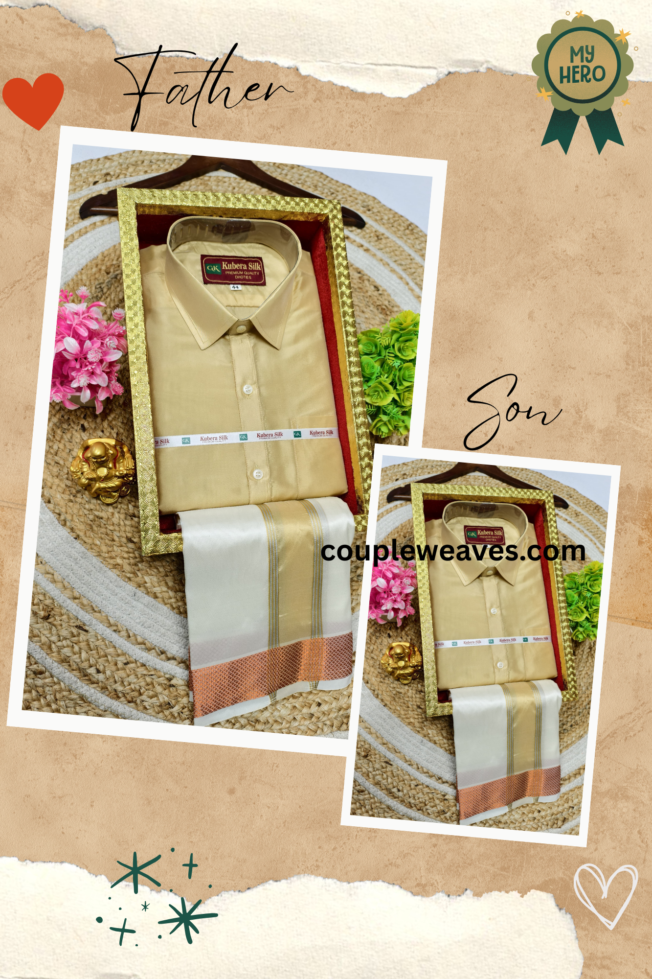 Father & Son Celebration Dhoti Shirt Weave Combo