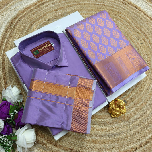 Festive Couple Set – Saree with Dhoti Shirt - CoupleWeaves