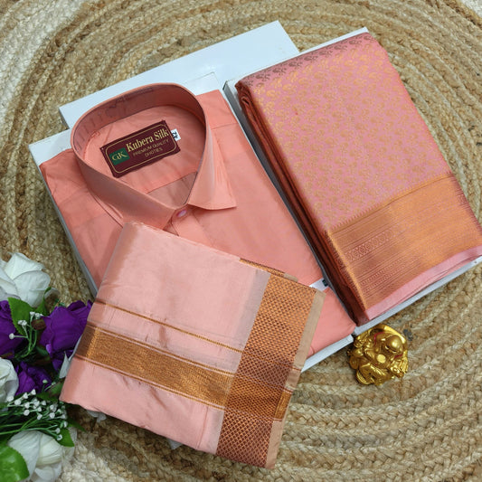 Festive Wear Couple Combo – Silk Blend Saree - CoupleWeaves