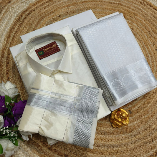 Mix and Match Couple Set – Saree & Dhoti - CoupleWeaves