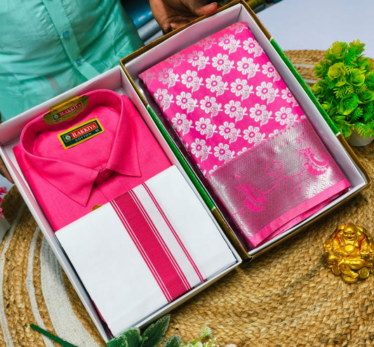 Pure Look Couple Combo – Semi Silk & Cotton Blend - CoupleWeaves
