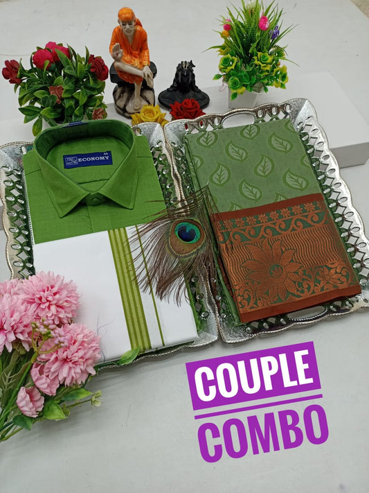 Saree and Cotton Blend Couple Combo for Special Days - CoupleWeaves