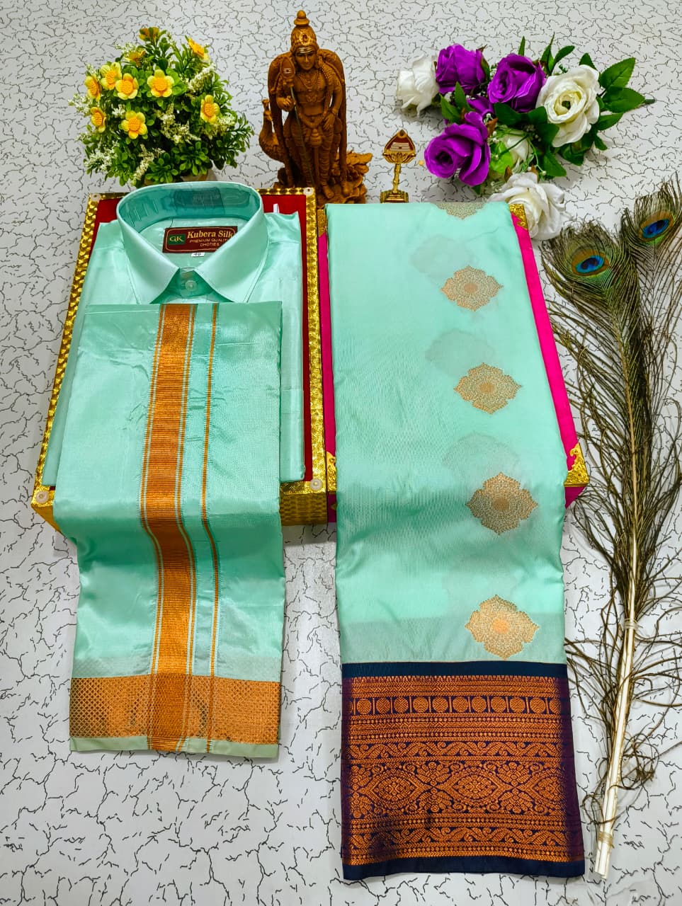 Saree & Dhoti Shirt Couple Combo