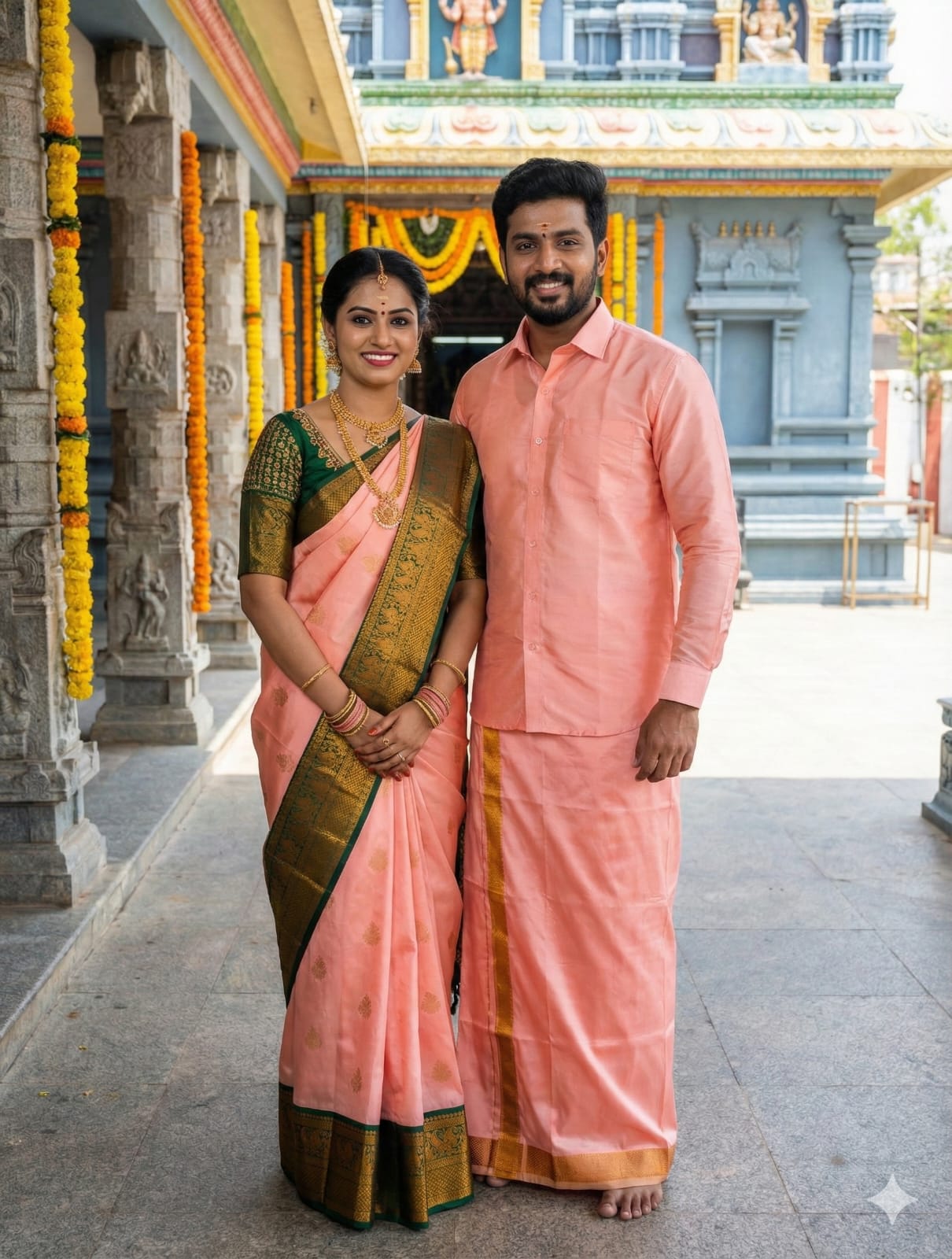 Saree & Dhoti Shirt Couple Combo
