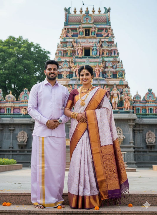 Saree & Dhoti Shirt Couple Combo