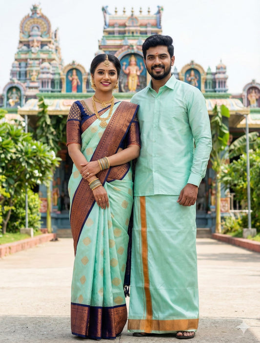 Saree & Dhoti Shirt Couple Combo