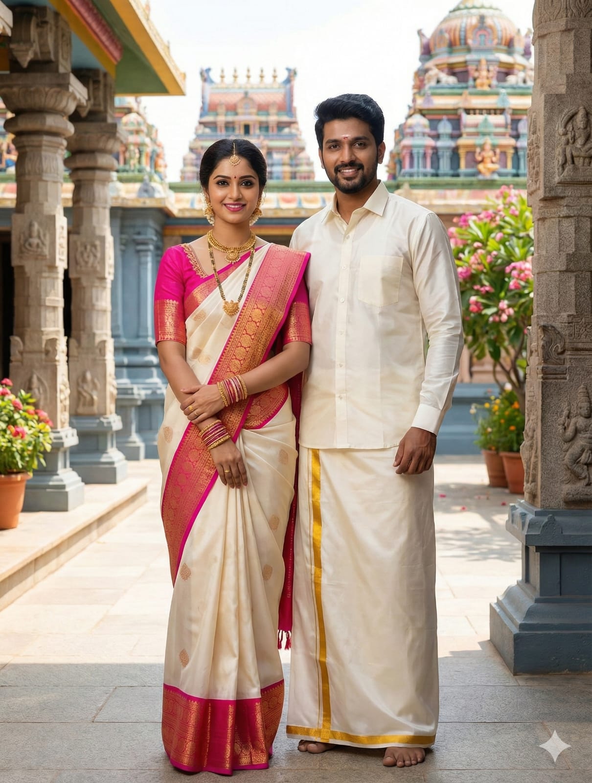 Saree & Dhoti Shirt Couple Combo
