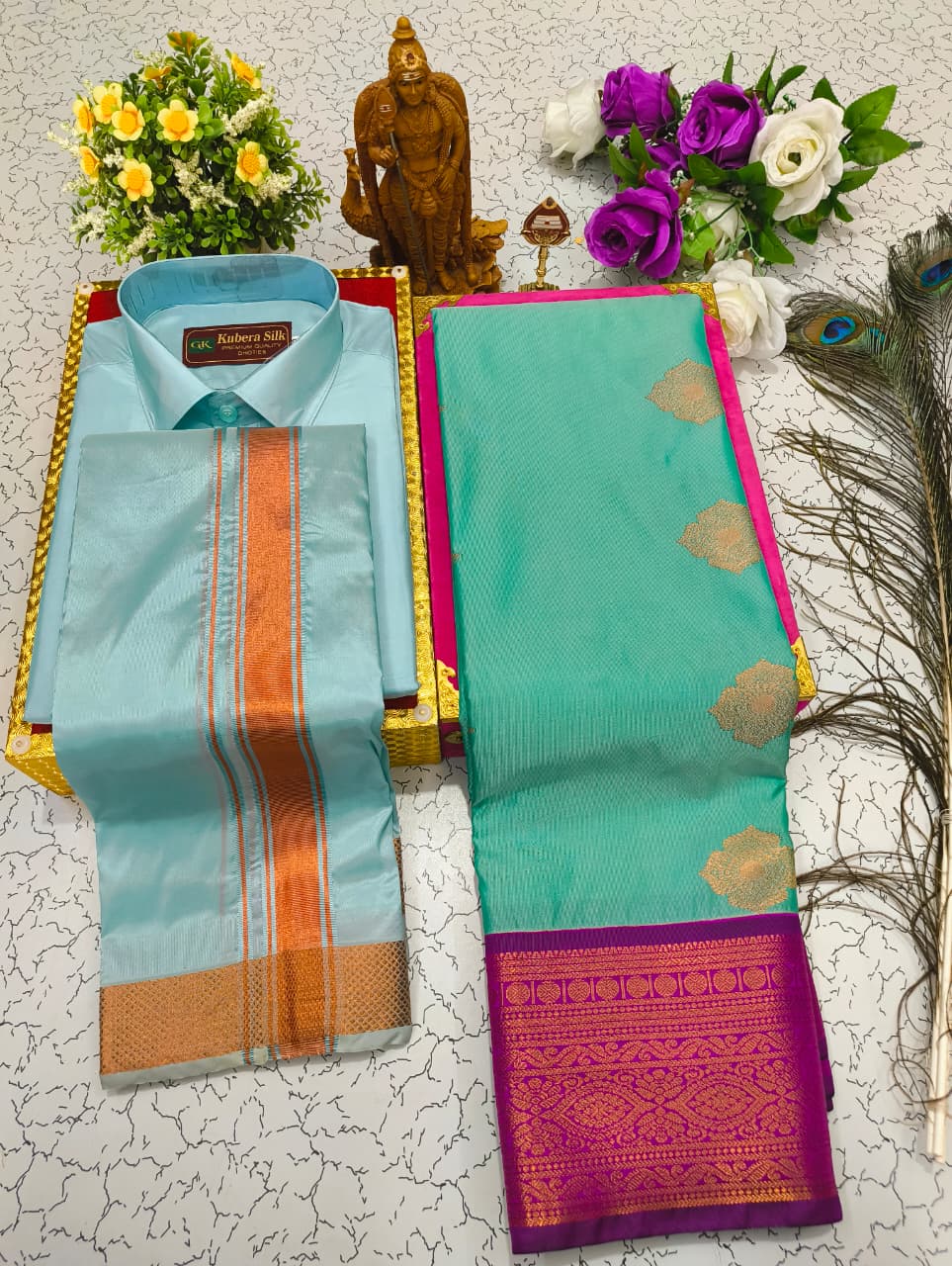 Saree & Dhoti Shirt Couple Combo