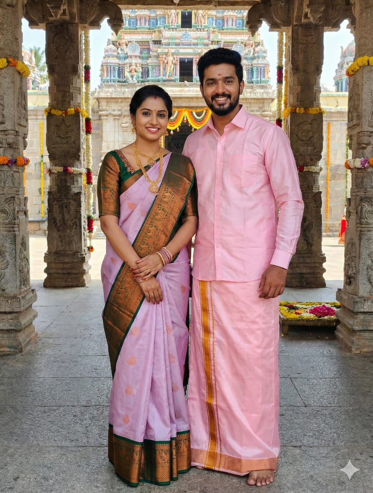 Saree & Dhoti Shirt Couple Combo