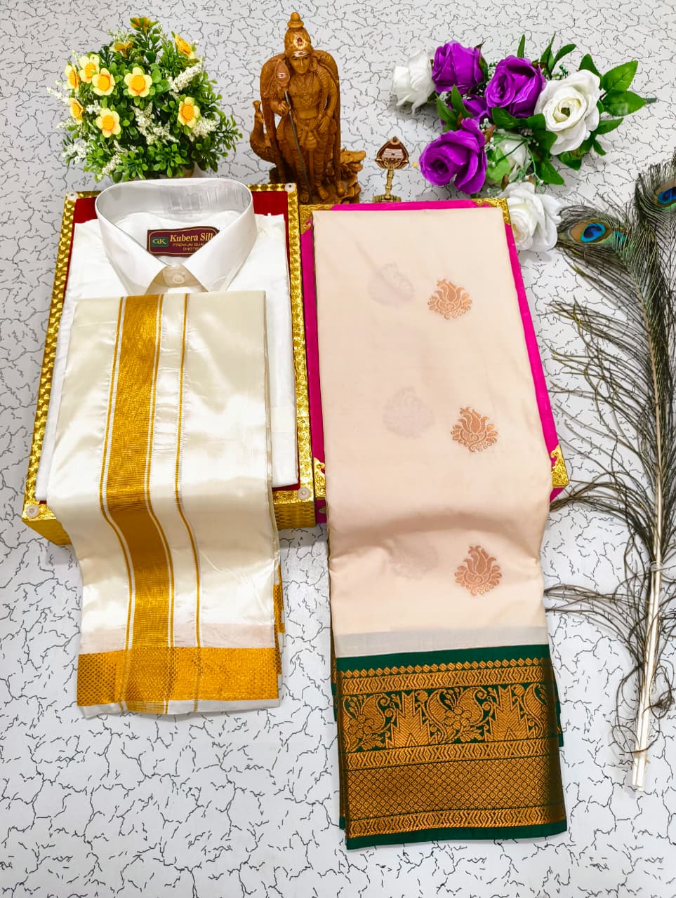 Saree & Dhoti Shirt Couple Combo