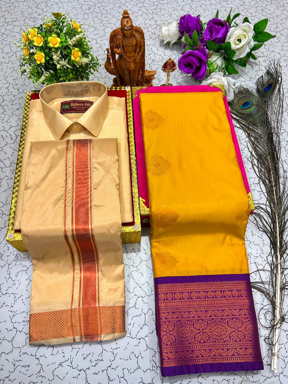 Saree & Dhoti Shirt Couple Combo