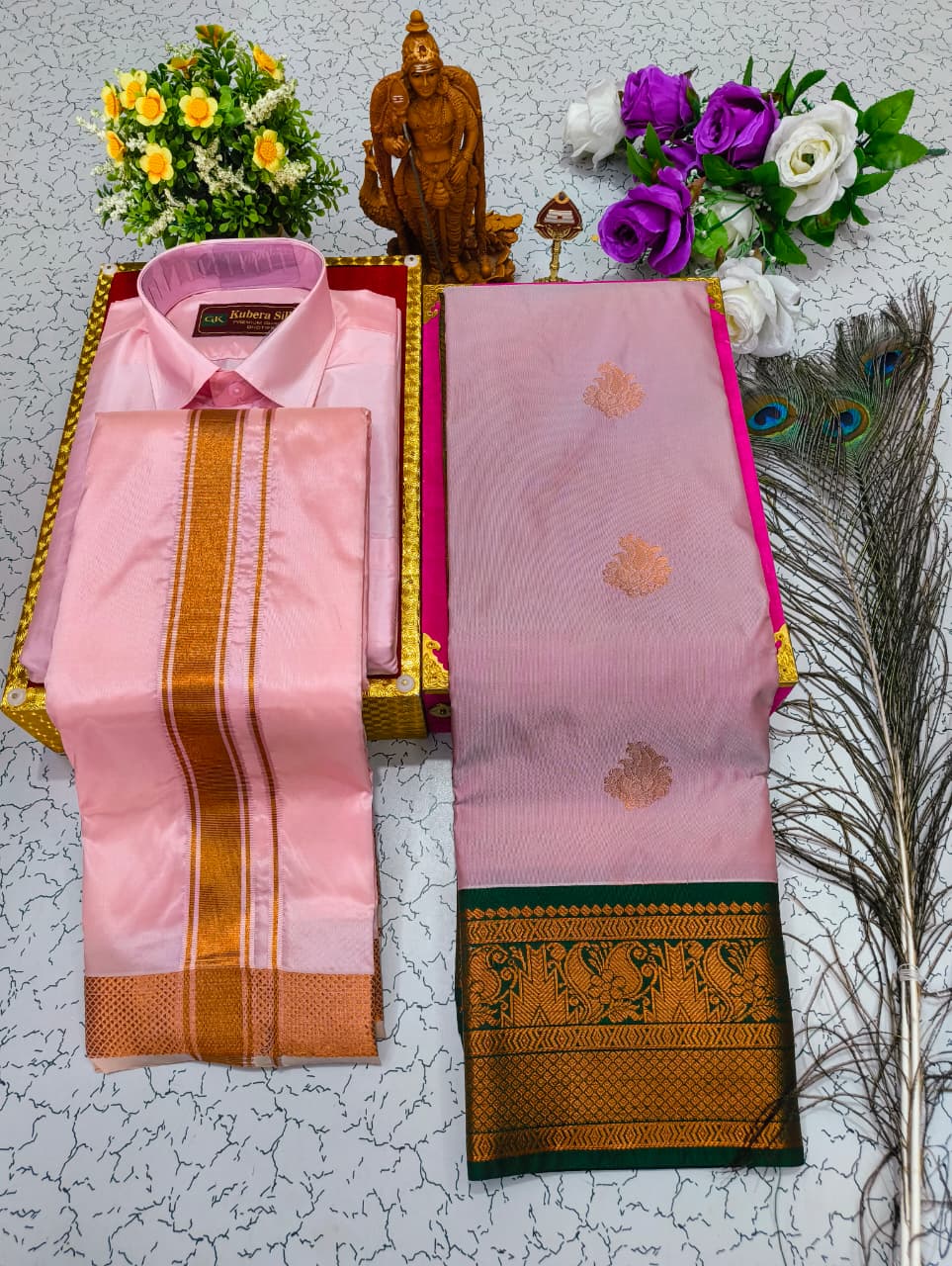 Saree & Dhoti Shirt Couple Combo