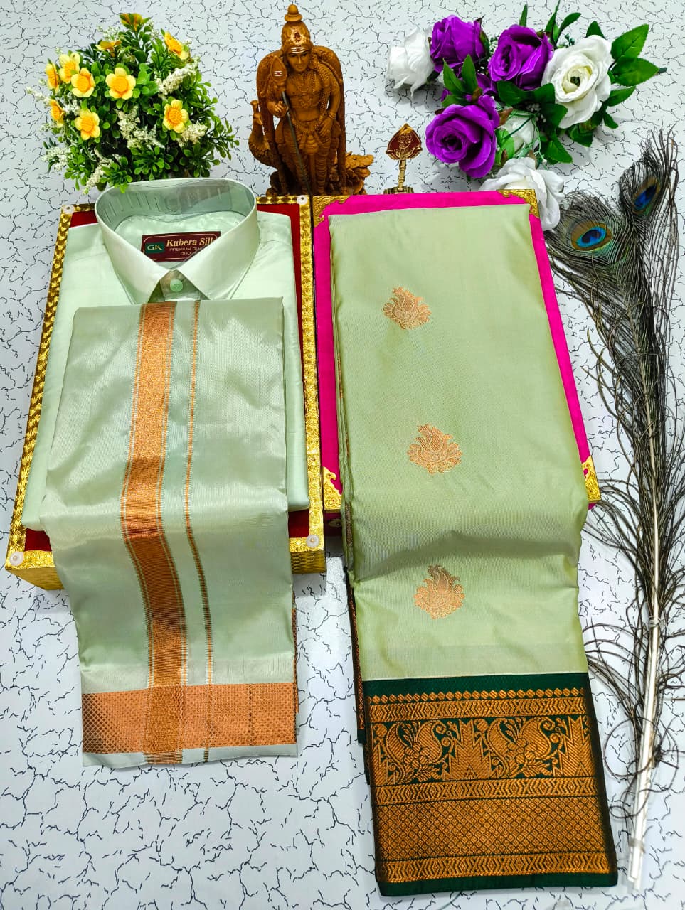 Saree & Dhoti Shirt Couple Combo