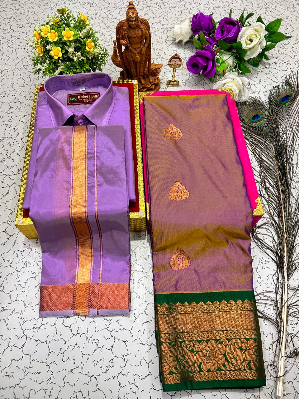 Saree & Dhoti Shirt Couple Combo