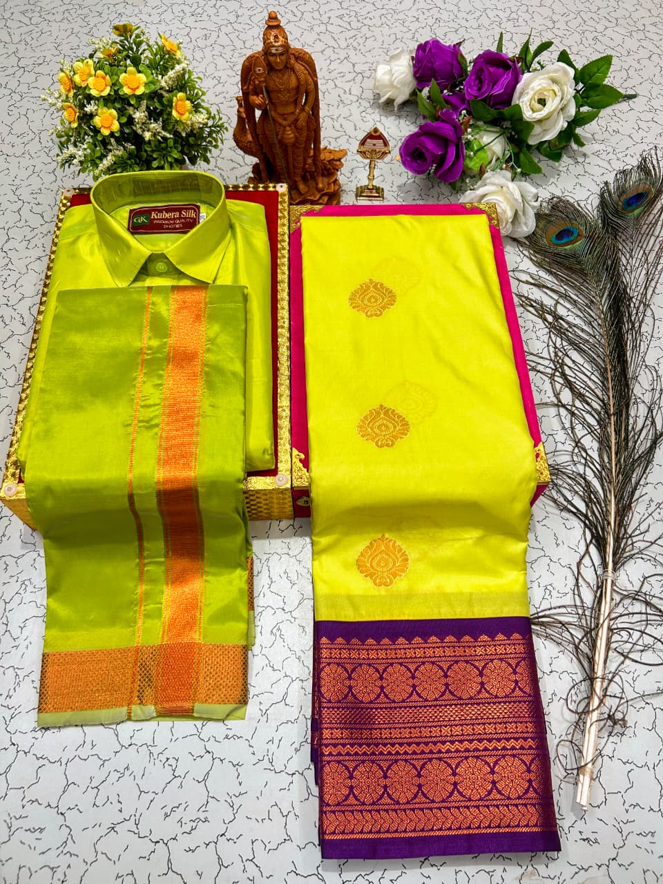Saree & Dhoti Shirt Couple Combo