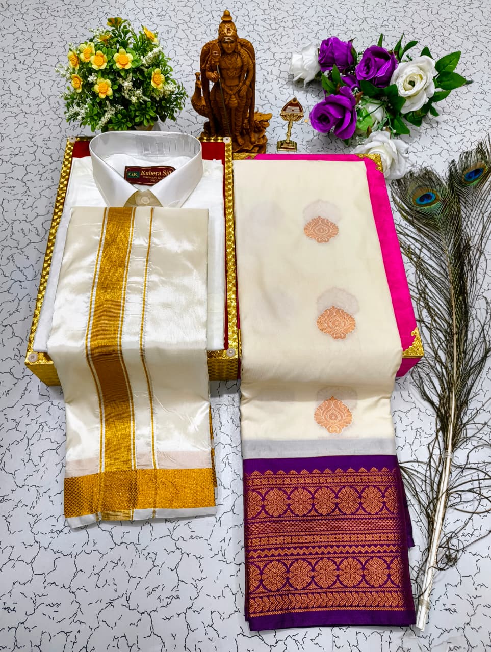 Saree & Dhoti Shirt Couple Combo