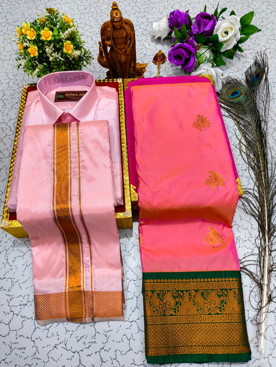 Saree & Dhoti Shirt Couple Combo