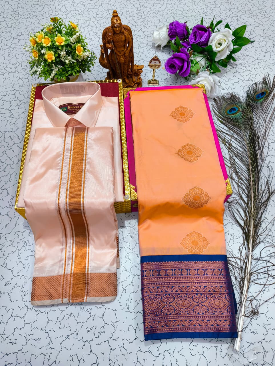 Saree & Dhoti Shirt Couple Combo