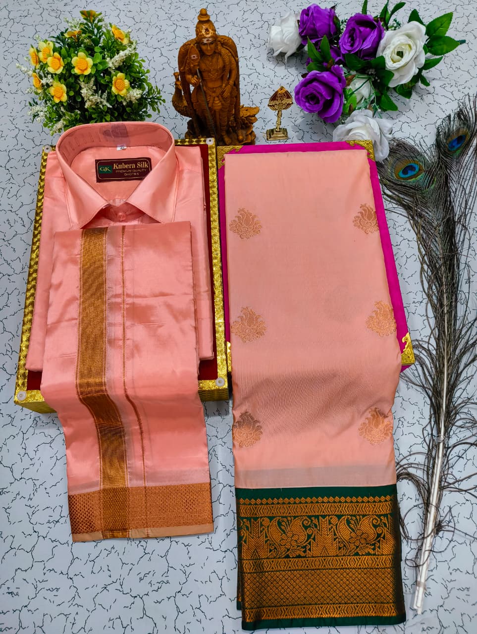 Saree & Dhoti Shirt Couple Combo