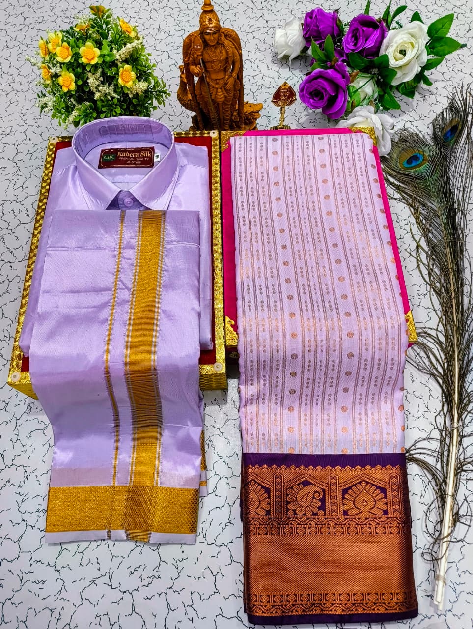 Saree & Dhoti Shirt Couple Combo