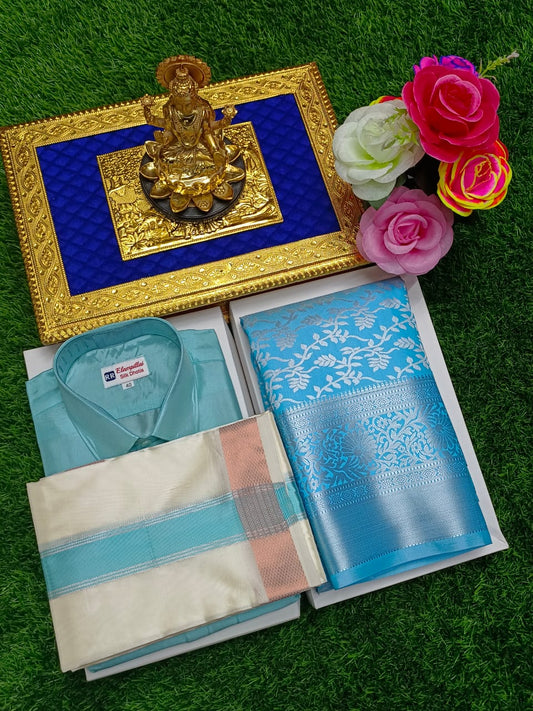 Traditional Classic Togetherness Semi Silk Couple Combo
