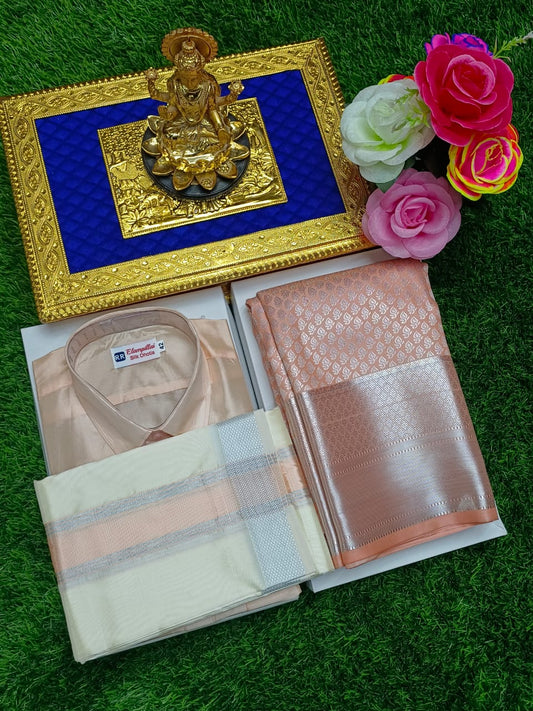 Traditional Semi Silk Dhoti Shirt with Bridal Saree