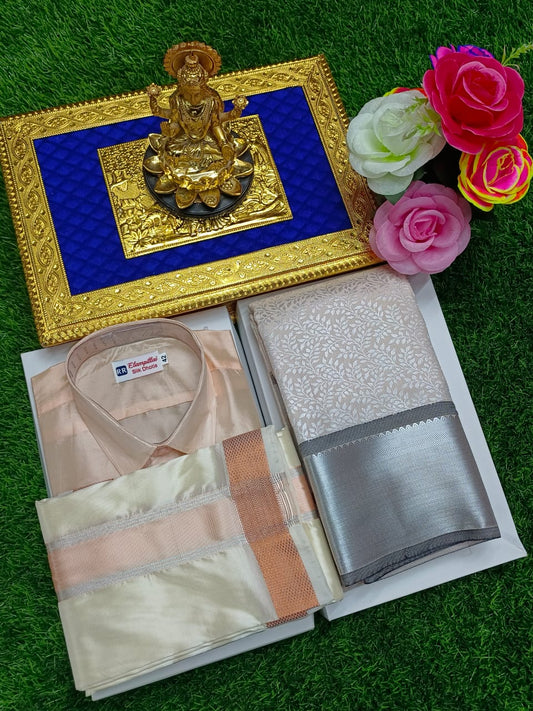 Divine Duo Semi Silk Saree & Dhoti Set