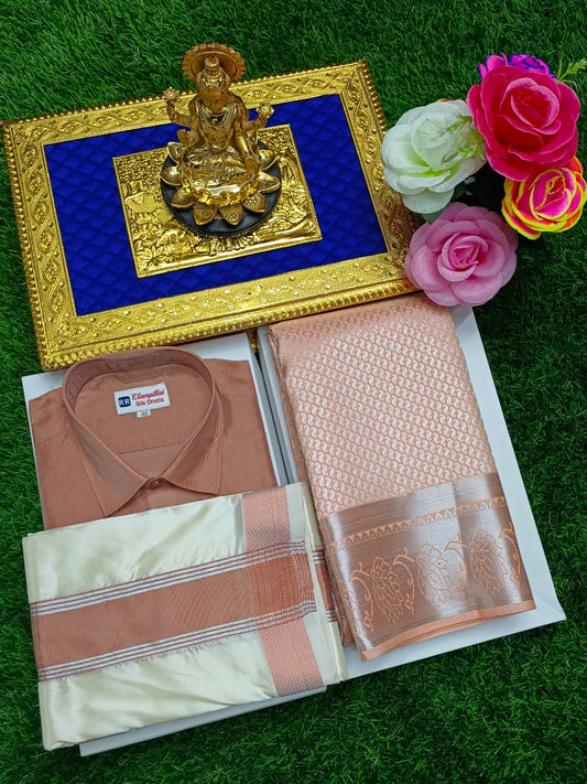 Couple Combo – Semi Silk Saree & Dhoti Shirt