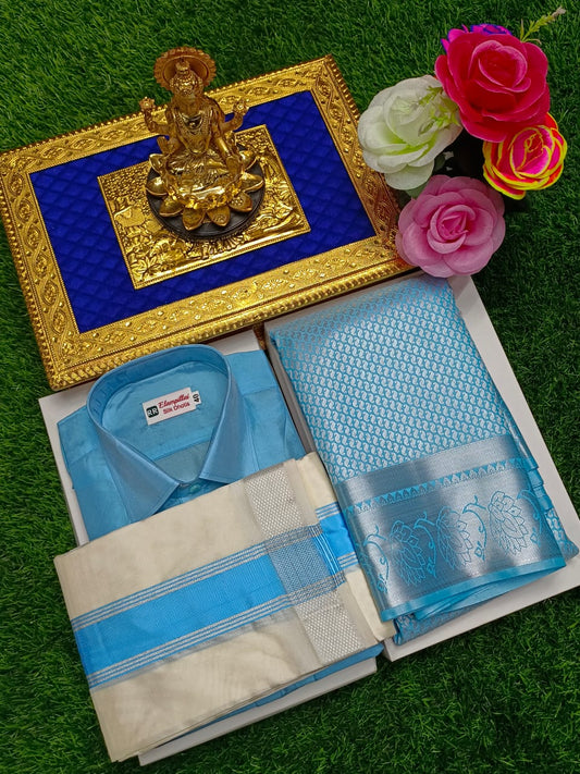 Semi Silk Saree with Semi Silk Vesti Sattai – Wedding Wear
