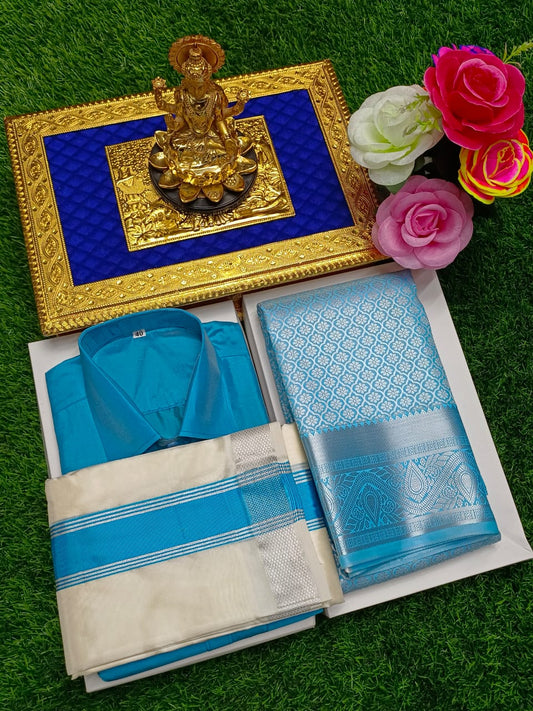 Semi Silk Dhoti Shirt with Rich Brocade Saree